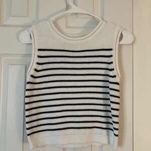 moon & madison White and Black Striped Knit Tank Top